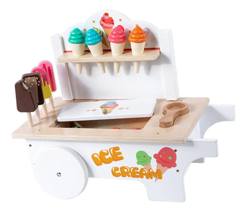 Juguete De Carrito De Helado De Madera, Juego De Juguete De