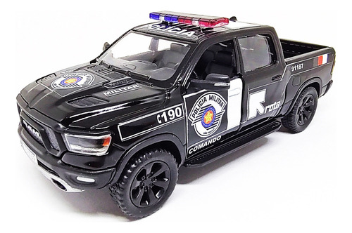 Kit 2 Miniatura Polícia Militar E Bombeiros - Dodge Ram 1/46 Cor Preto
