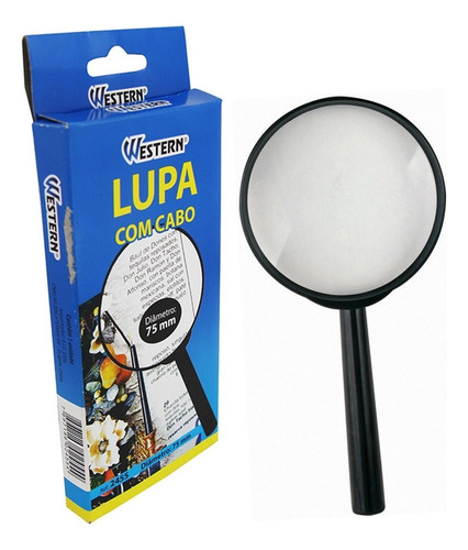 Lupa 3x 75mm Preto Com Cabo - 7,5x1,5x15,5 Cm