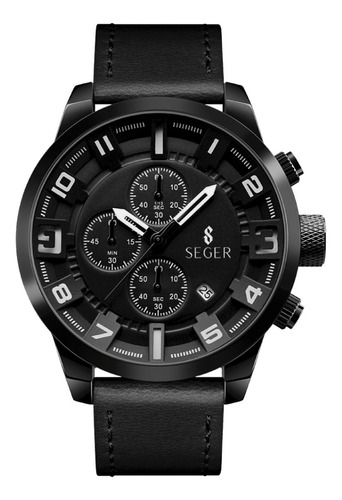 Reloj Deportivo Seger 1309 Analogico Fecha Cronometro ! Malla Negro/Rojo