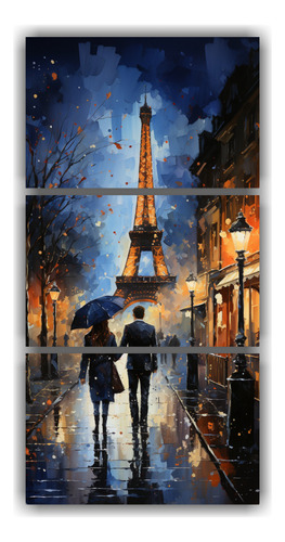 60x120cm Cuadro Beso Hombres Paris Noche Estrellada Flores