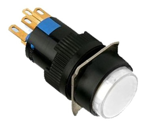 Botón Sostenido Iluminado Redondo 16mm 24v Blanco (26087)