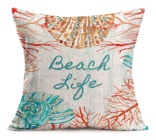 Throw Pillow Cover Vintage Ocean Theme Conch And Red Co...