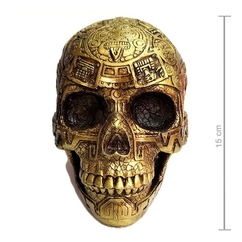 Cráneo Decorativo Dorado Hecho En Mexico Azteca