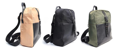 Mochila Canva Casey En Nylon Y Cuero Pu Color Verde