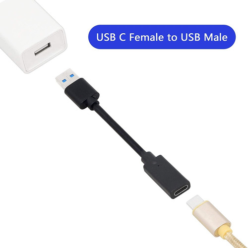 Cerrxian Usb 3.0 Tipo A Macho A Usb 3.0 Tipo C Hembra Gol...