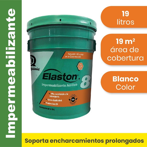 Impermeabilizante Acrílico 8 Años Elaston / Blanco / 19 L