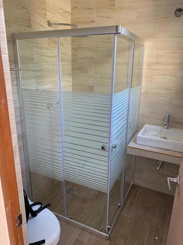 Imagen 5 de 11 de Cancel De Baño Cristal Templado 90x90franjas Biseladas