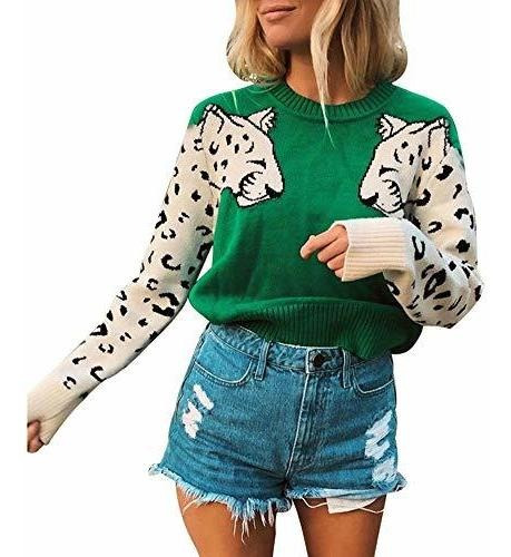 Remelon Jersey De Manga Larga Con Estampado De Leopardo Y Ti