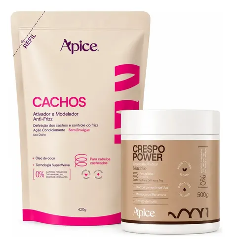 Kit Creme De Pentear Crespo E Refil Ativador Cachos Apice | Frete