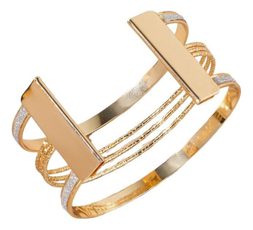 Shein Pulsera Abierta Con Diseño Brillante Amarillo Oro
