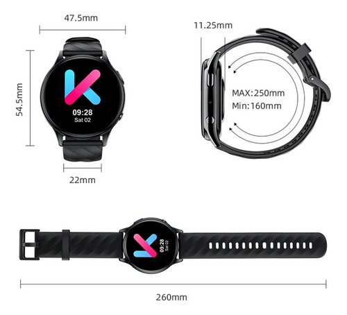 Smartwatch Gw5 Bluetooth Chamada Ip68 À Prova D'água Com Nfc