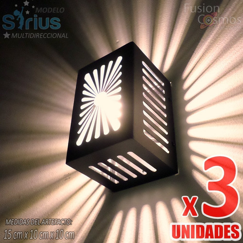 Aplique Pared Exterior Bidireccional Moderno P/ Led Pack X3u