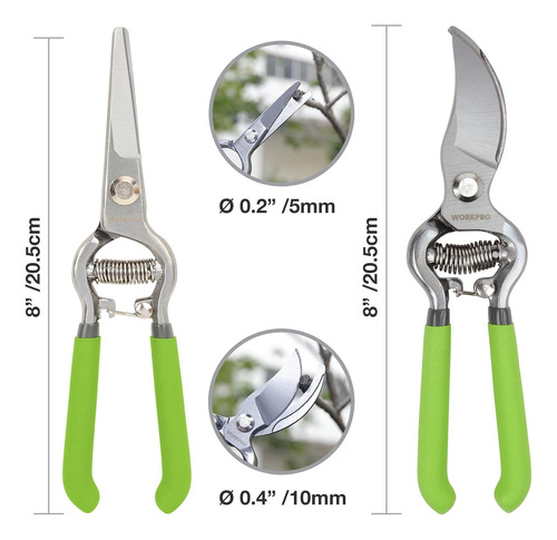Workpro Juego De Tijeras De Podar De 2 Piezas, Tijeras De Ja