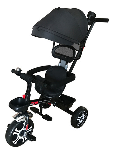 Triciclo Carrinho Infantil Empurrador C/ Cestinha E Pedal Cor Preto