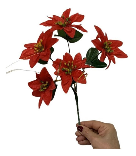 Galho C/5 Flores De Natal/ Bico D Papagaio/ Poinsettia Artif | MercadoLivre