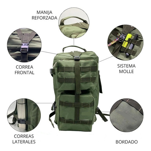 Imagen 2 de 8 de Mochila Táctica 50 L Trekking Asalto Varios Colores Cuotas.