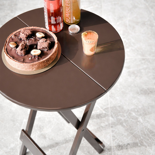 Jogo Mesa De Jantar Bistrô Alta Dobrável Em Madeira Para Barzinho E Área Gourmet Cor Tabaco Maxi Brasil
