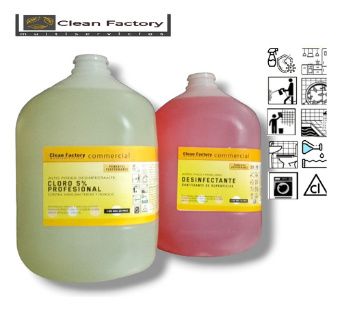 Cloro 5% + Desinfectante Cereza Ceramica Galón Clean Factory