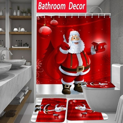 Juego De Cortina De Ducha Para Baño Con Campanas De Navidad