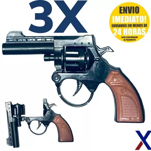 Kit 3 Arma De Espoleta Arminha Brinquedo Revolver Espoleta