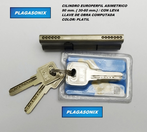 Cilindro Europerfil 90mm. Asimetrico 60/30 Leva Llave Obra