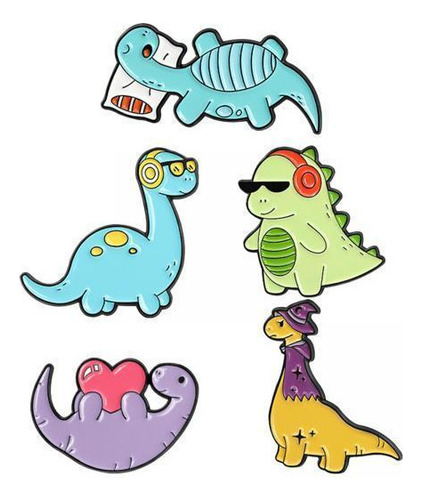 De 6 Alfileres De Esmalte De Dinosaurio Insignias Coloridas
