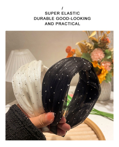 Diadema Ala Ancha Malla Diamante Alta Gama Moda Para Mujer