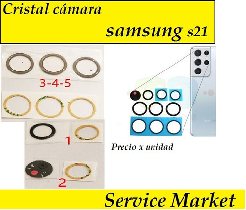 Vidrio Cristal Camara Samsung S21 Ultra Repuesto  X Unidad  