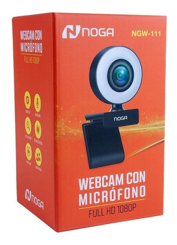 Camara Web Webcam Para Pc Full Hd 1080 Luz Led Tripode Noga