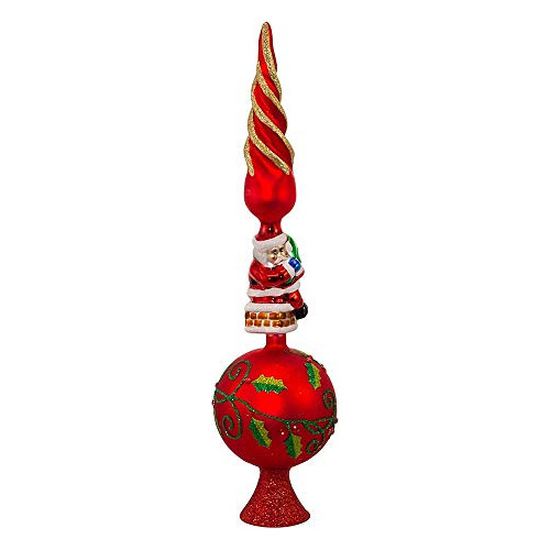 Árbol De Cristal Diseño De Papá Noel, 16 Pulgadas