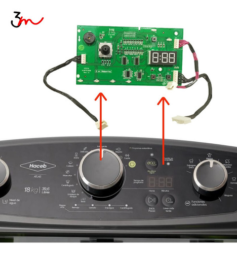 Imagen 5 de 5 de Tarjeta Control Y Arnes Original Lavadora Haceb M1305/m1605