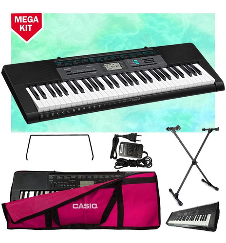 Kit Teclado Casio Ctk2550 Musical 5/8 Completo Com Capa Rosa