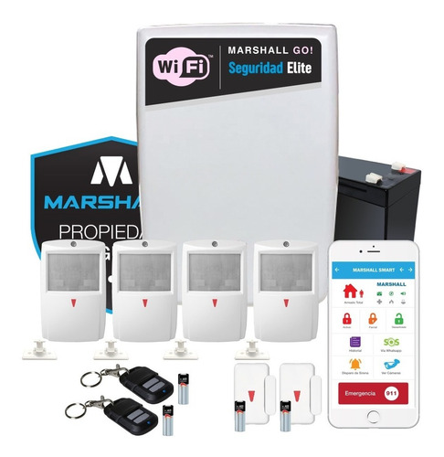 Kit Alarma Inalámbrica Casa Marshall Go Plus Wifi 4x2x2 Dpto