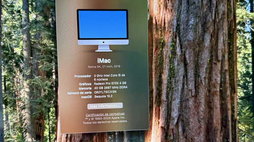 Apple Imac 27 2019 (intel Core I5 3.0 Ghz 40 Mb Ram) Plata (Usado)