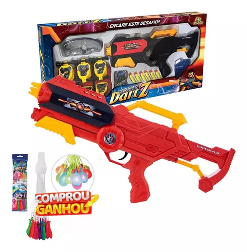 Pistola SuperShot DualFight Lança Dardos Nerf + Bolinhas em Gel - Polibrinq