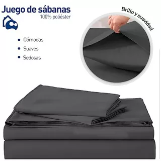 Juego De Sabanas Queen Size 100% Poliéster Microfibra 4 Pzs Color Negro