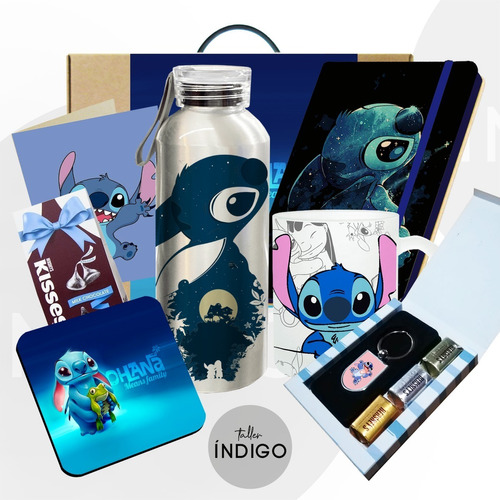 Caja  Regalo Lilo Y Stitch / Botella / Mug Opalizado