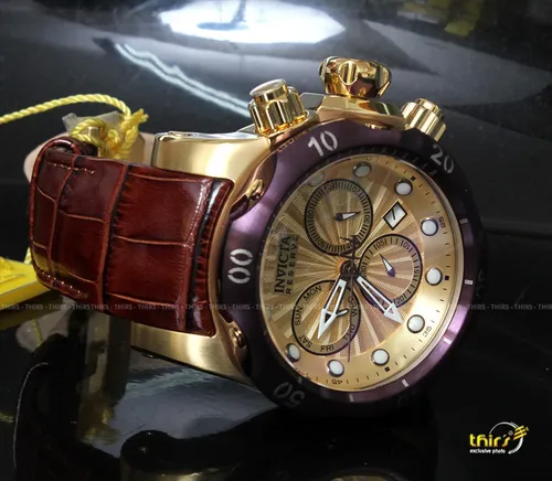 Invicta Reserve Venom 35623 54m Gold Original Couro