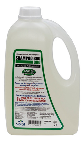 Imagen 1 de 4 de Shampoo De Manos Sanitizante Bactericida Bag Duo X 2lt Valot