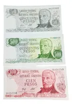 Comprar Serie 3 Billetes Argentina 50\u002F100\u002F500 Pesos Argentinos Unc
