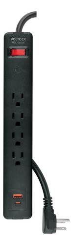 Multicontacto 4 Entradas 1 Usb A+1 Usb C Volteck 45665 Negro