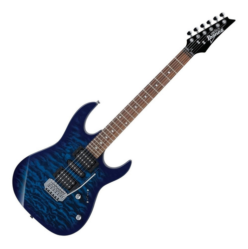 Imagen 2 de 4 de Guitarra eléctrica Ibanez RG GIO GRX70QA de álamo transparent blue burst con diapasón de amaranto