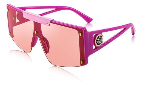 Feisedy Anteojos De Sol Para Mujer, Fashion Pink Flat Top Sh