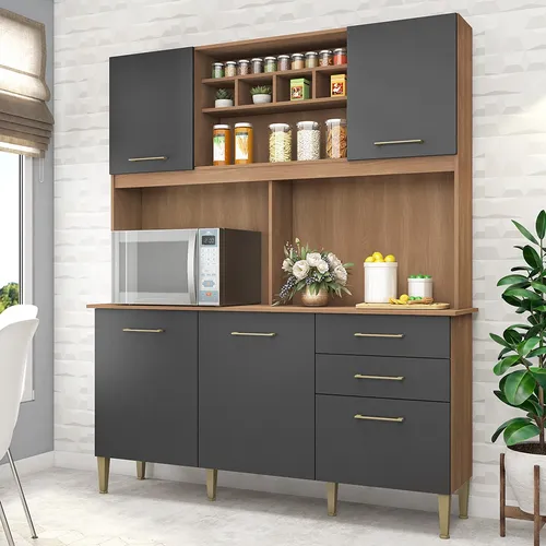 Armário De Cozinha Completa C/ 5 Portas E 2 Gavetas Compacta