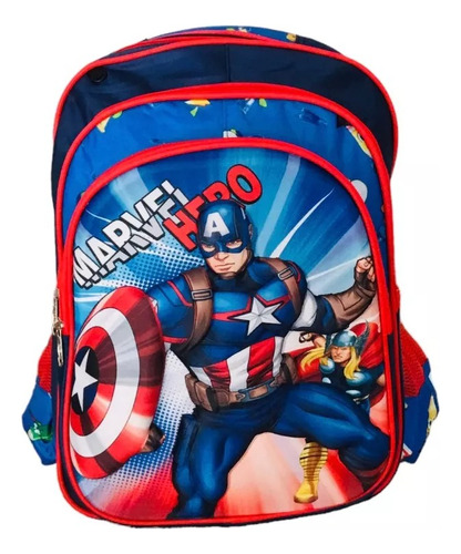 Mochila + Lonchera + Estuche Escolar Niños Capitan America