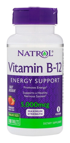 Vitamina B12 Fresa De Disolución Rápida 5000 Mcg 100 Tabs