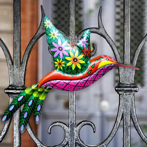 2pcs Metal Colibrí Arte De La Pared Ornamento Escultura