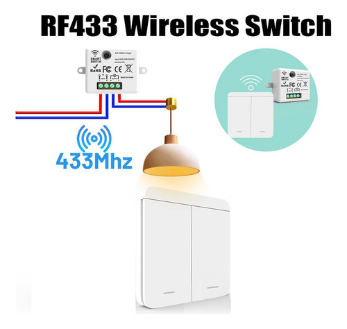 Interruptor De Luz Inalámbrico De Pared Rf 433 Mhz, Receptor