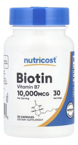 Nutricost Biotina Biotin Vitamina B7 10 Mg 30 Caps Sabor Sin Sabor